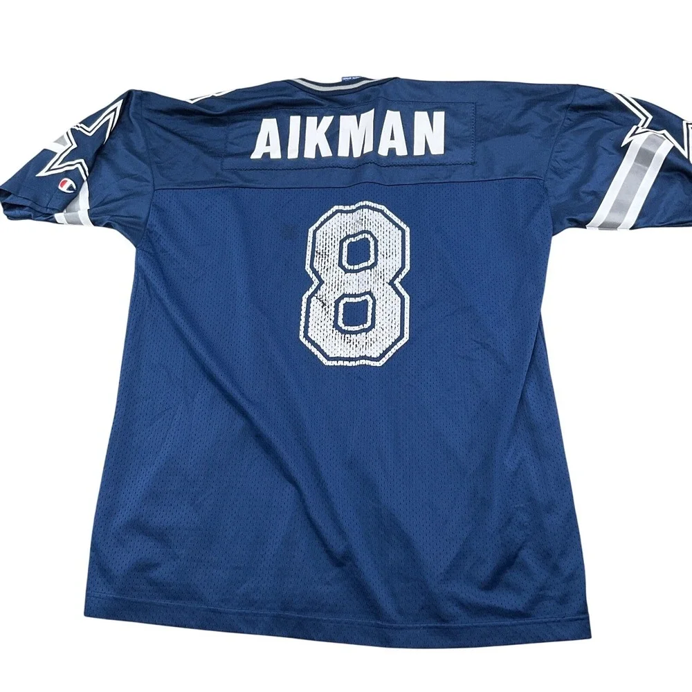 Champion NFL Jersey Mens 48 Blue White COWBOYS 8 TROY AIKMAN Nylon Mesh Football
